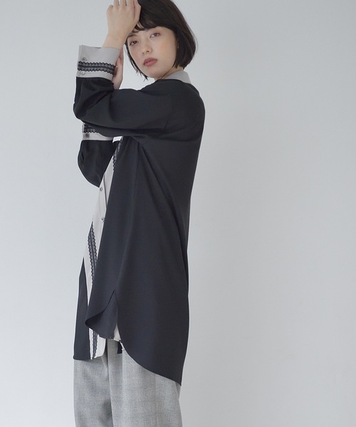 La SRIC（ラスリック）の「La SRIC / レーステープロングシャツ（シャツ/ブラウス・レディース・グレー系その他/キャメル・38）」の15枚目の写真