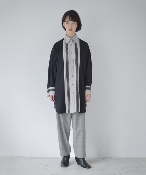 La SRIC（ラスリック）の「La SRIC / レーステープロングシャツ（シャツ/ブラウス・レディース・グレー系その他/キャメル・38）」の21枚目の写真