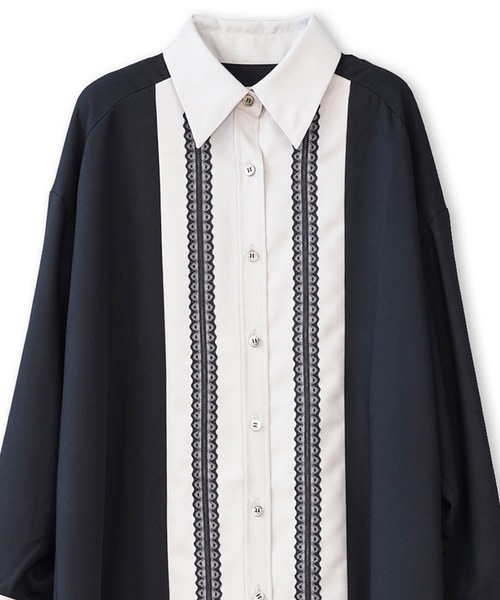 La SRIC（ラスリック）の「La SRIC / レーステープロングシャツ（シャツ/ブラウス・レディース・グレー系その他/キャメル・38）」の5枚目の写真