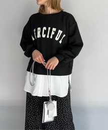 異素材切替フロントロゴプルオーバー