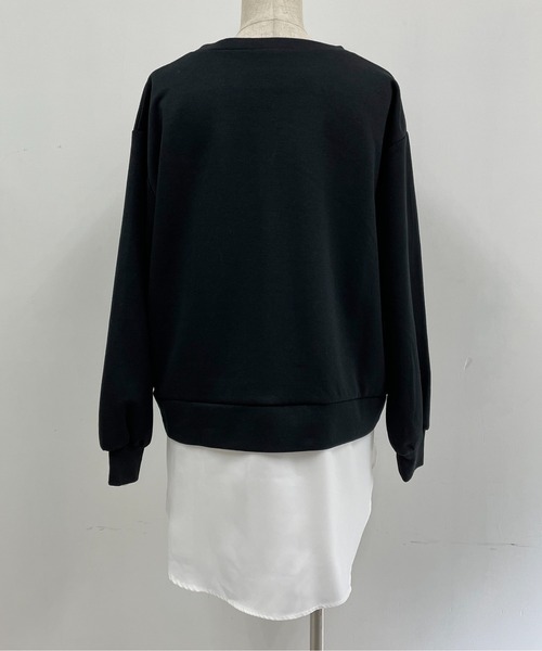 PICCIN(ピッチン)の「異素材切替フロントロゴプルオーバー(Tシャツ/カットソー・レディース・ブラック/グレイッシュベージュ・M/L)」の5枚目の写真