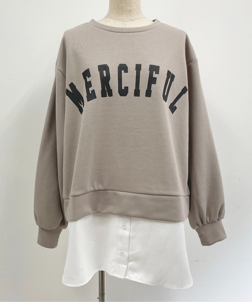 PICCIN(ピッチン)の「異素材切替フロントロゴプルオーバー(Tシャツ/カットソー・レディース・ブラック/グレイッシュベージュ・M/L)」の14枚目の写真