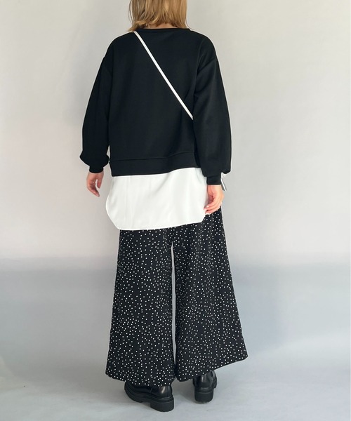 PICCIN(ピッチン)の「異素材切替フロントロゴプルオーバー(Tシャツ/カットソー・レディース・ブラック/グレイッシュベージュ・M/L)」の8枚目の写真