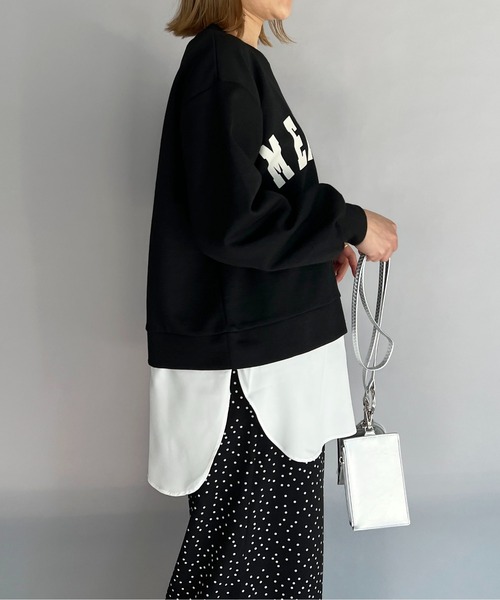 PICCIN(ピッチン)の「異素材切替フロントロゴプルオーバー(Tシャツ/カットソー・レディース・ブラック/グレイッシュベージュ・M/L)」の12枚目の写真