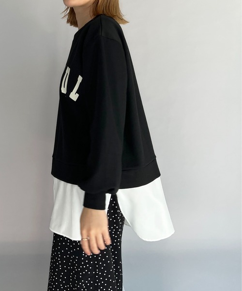 PICCIN(ピッチン)の「異素材切替フロントロゴプルオーバー(Tシャツ/カットソー・レディース・ブラック/グレイッシュベージュ・M/L)」の21枚目の写真