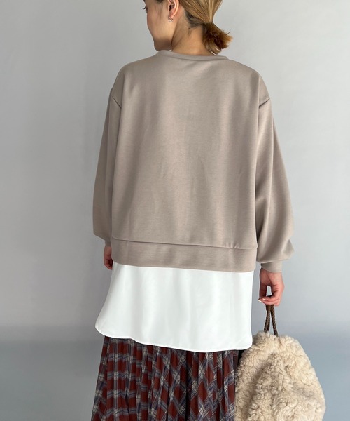 PICCIN(ピッチン)の「異素材切替フロントロゴプルオーバー(Tシャツ/カットソー・レディース・ブラック/グレイッシュベージュ・M/L)」の22枚目の写真