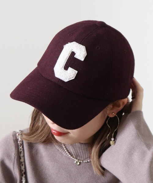 Cheek(チーク)の「ウールライクロゴキャップ(キャップ・レディース・ベージュ/ワイン・FREE)」の2枚目の写真