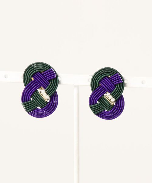 カヤ（カヤ）の「【カヤ】水引あわじ重ねピアス（ピアス（両耳用）・レディース・ホワイト/ブラック/パープル/ブラウン/ゴールド/ブルー・FREE）」の5枚目の写真