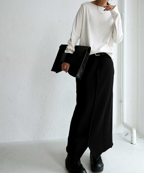 antiqua(アンティカ)の「極上の生地とシルエット!着心地抜群「ボートネックT」(Tシャツ/カットソー・レディース・オフホワイト/ボルドー/ネイビー/ブラック/ライトグレー・M/L)」の6枚目の写真