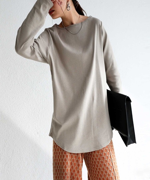 antiqua(アンティカ)の「極上の生地とシルエット!着心地抜群「ボートネックT」(Tシャツ/カットソー・レディース・オフホワイト/ボルドー/ネイビー/ブラック/ライトグレー・M/L)」の17枚目の写真