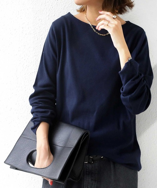 antiqua(アンティカ)の「極上の生地とシルエット!着心地抜群「ボートネックT」(Tシャツ/カットソー・レディース・オフホワイト/ボルドー/ネイビー/ブラック/ライトグレー・M/L)」の20枚目の写真