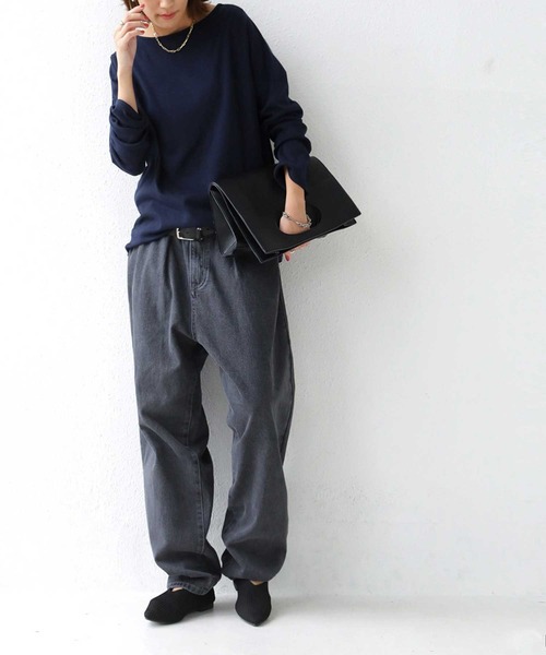 antiqua(アンティカ)の「極上の生地とシルエット!着心地抜群「ボートネックT」(Tシャツ/カットソー・レディース・オフホワイト/ボルドー/ネイビー/ブラック/ライトグレー・M/L)」の22枚目の写真