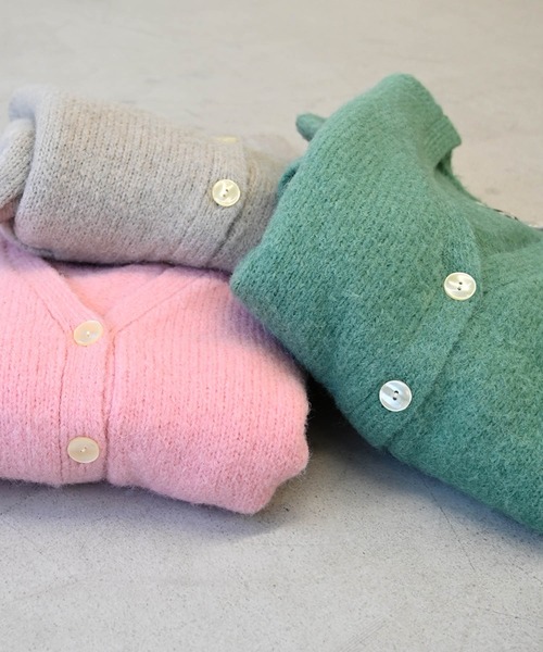 CANAL JEAN（キャナルジーン）の「RED CHOP WORKS(レッドチョップワークス) モヘアライクニットカーディガン（カーディガン/ボレロ・レディース・ベージュ/グリーン/ピンク・38）」の4枚目の写真