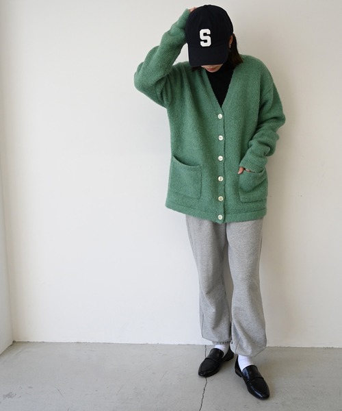 CANAL JEAN（キャナルジーン）の「RED CHOP WORKS(レッドチョップワークス) モヘアライクニットカーディガン（カーディガン/ボレロ・レディース・ベージュ/グリーン/ピンク・38）」の8枚目の写真