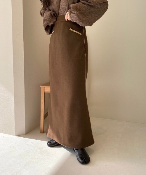 lawgy（ラウジー）の「original 2way piping skirt（スカート・レディース・アイボリー/ブラウン/ベージュ・FREE）」の14枚目の写真