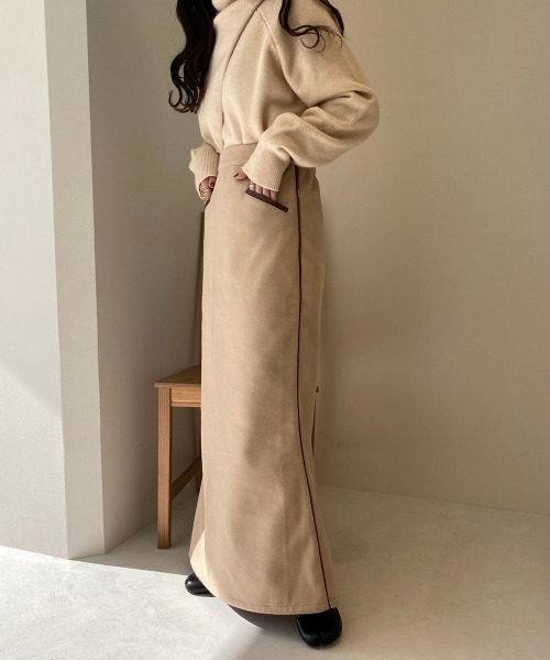 lawgy（ラウジー）の「original 2way piping skirt（スカート・レディース・アイボリー/ブラウン/ベージュ・FREE）」の11枚目の写真