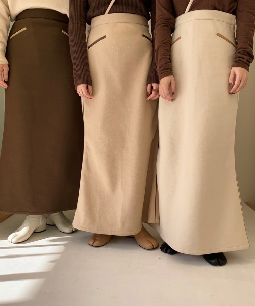 lawgy（ラウジー）の「original 2way piping skirt（スカート・レディース・アイボリー/ブラウン/ベージュ・FREE）」の12枚目の写真