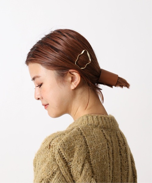 sykia leather hair pierce M レザー beige sykia leather hair pierce M レザー beige