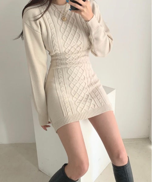 SONA（ソナ）の「SONYUNARA ベーシックニットミニワンピース（ワンピース・レディース・ブラック/ベージュ/グレー・FREE）」の11枚目の写真