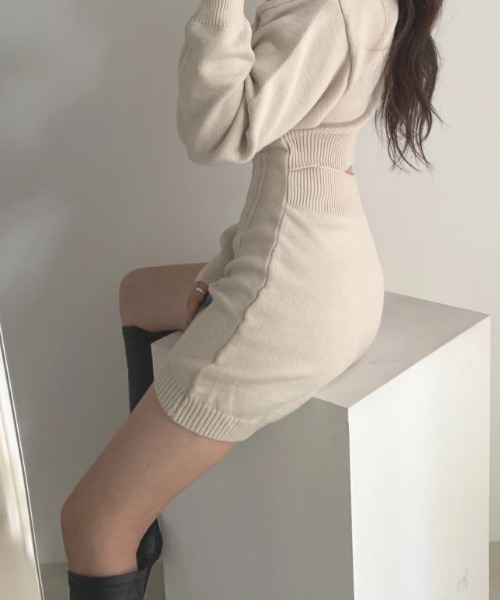 SONA（ソナ）の「SONYUNARA ベーシックニットミニワンピース（ワンピース・レディース・ブラック/ベージュ/グレー・FREE）」の13枚目の写真