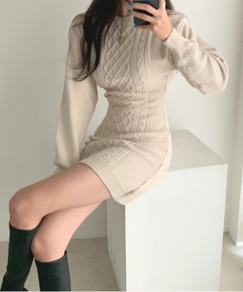 SONA（ソナ）の「SONYUNARA ベーシックニットミニワンピース（ワンピース・レディース・ブラック/ベージュ/グレー・FREE）」の15枚目の写真