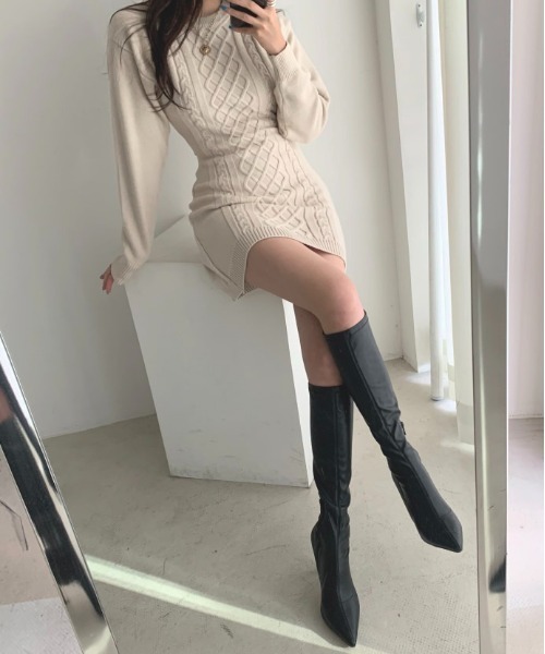 SONA（ソナ）の「SONYUNARA ベーシックニットミニワンピース（ワンピース・レディース・ブラック/ベージュ/グレー・FREE）」の17枚目の写真