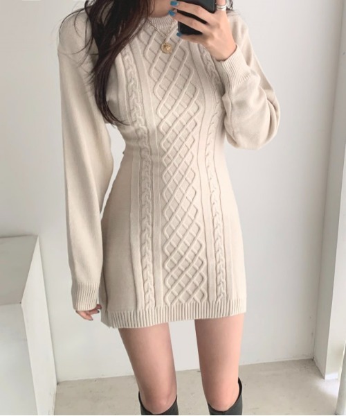 SONA（ソナ）の「SONYUNARA ベーシックニットミニワンピース（ワンピース・レディース・ブラック/ベージュ/グレー・FREE）」の18枚目の写真