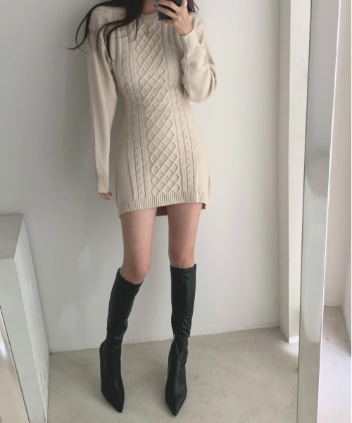 SONA（ソナ）の「SONYUNARA ベーシックニットミニワンピース（ワンピース・レディース・ブラック/ベージュ/グレー・FREE）」の19枚目の写真