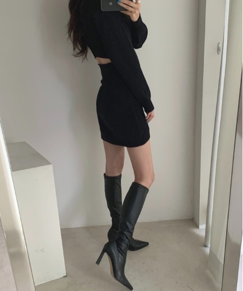 SONA（ソナ）の「SONYUNARA ベーシックニットミニワンピース（ワンピース・レディース・ブラック/ベージュ/グレー・FREE）」の6枚目の写真