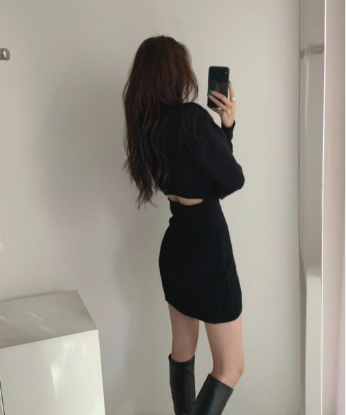 SONA（ソナ）の「SONYUNARA ベーシックニットミニワンピース（ワンピース・レディース・ブラック/ベージュ/グレー・FREE）」の7枚目の写真