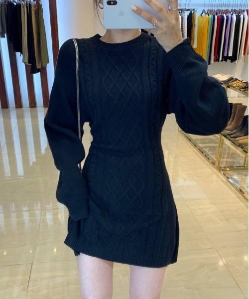 SONA（ソナ）の「SONYUNARA ベーシックニットミニワンピース（ワンピース・レディース・ブラック/ベージュ/グレー・FREE）」の8枚目の写真