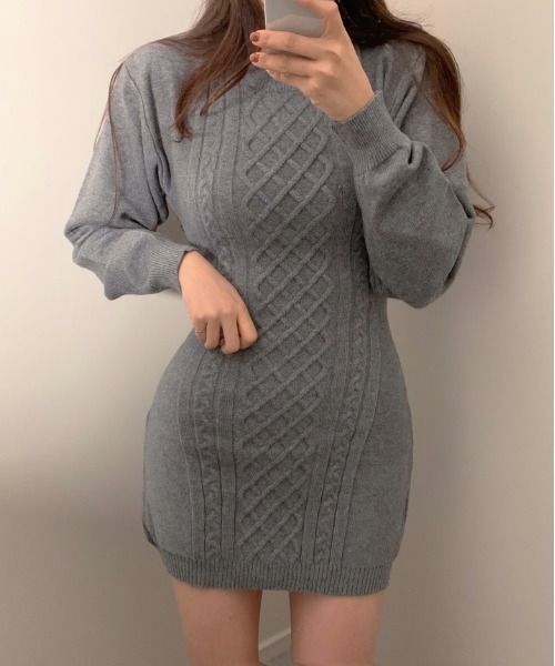 SONA（ソナ）の「SONYUNARA ベーシックニットミニワンピース（ワンピース・レディース・ブラック/ベージュ/グレー・FREE）」の21枚目の写真