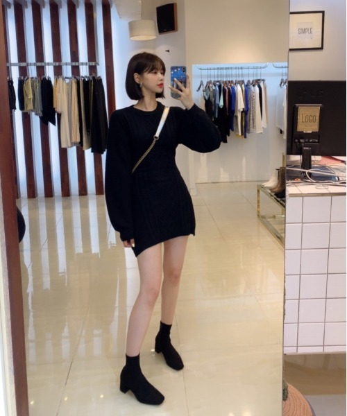 SONA（ソナ）の「SONYUNARA ベーシックニットミニワンピース（ワンピース・レディース・ブラック/ベージュ/グレー・FREE）」の10枚目の写真