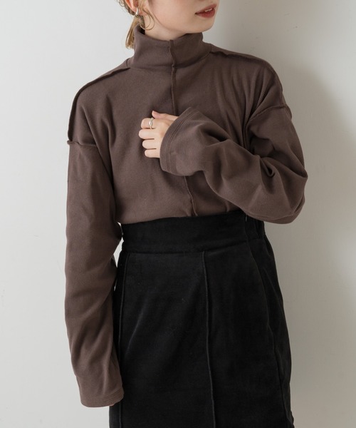 Kastane（カスタネ）の「テレコハイネックビックロンT（Tシャツ/カットソー・レディース・ダークブラウン/アイボリー/ブラック・FREE）」の22枚目の写真