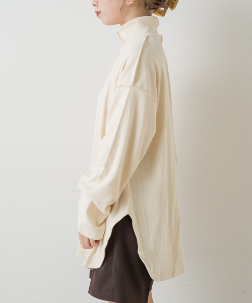 Kastane（カスタネ）の「テレコハイネックビックロンT（Tシャツ/カットソー・レディース・ダークブラウン/アイボリー/ブラック・FREE）」の15枚目の写真