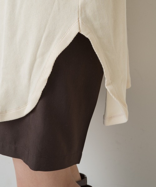Kastane（カスタネ）の「テレコハイネックビックロンT（Tシャツ/カットソー・レディース・ダークブラウン/アイボリー/ブラック・FREE）」の14枚目の写真