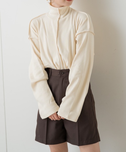 Kastane（カスタネ）の「テレコハイネックビックロンT（Tシャツ/カットソー・レディース・ダークブラウン/アイボリー/ブラック・FREE）」の5枚目の写真