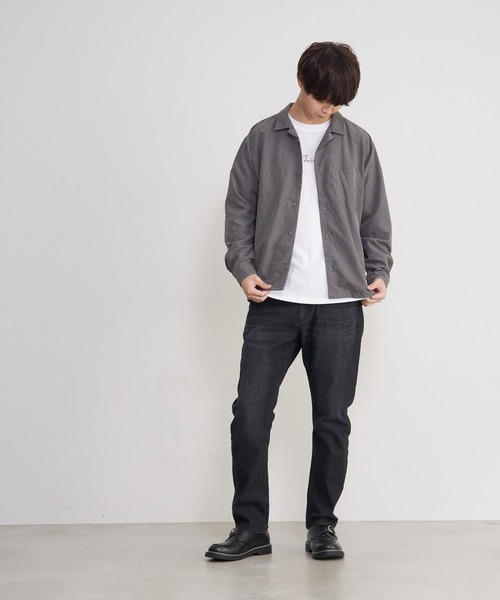 LB/S （エルビーエス）の「ポリスエードシャツ　ワンポイントロンT 　2点セット（シャツ/ブラウス・メンズ・ブルー系その他/スミクロ/カーキ/チャコールグレー/ダークベージュ・MEDIUM/X-LARGE/LARGE）」の16枚目の写真