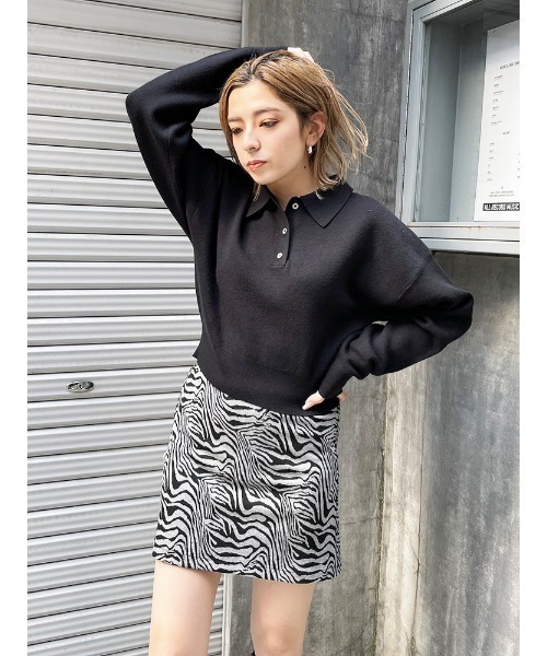 ENVYM（アンビー）の「ストレッチジャガードスカート（スカート・レディース・ベージュ/グレー・FREE）」の2枚目の写真