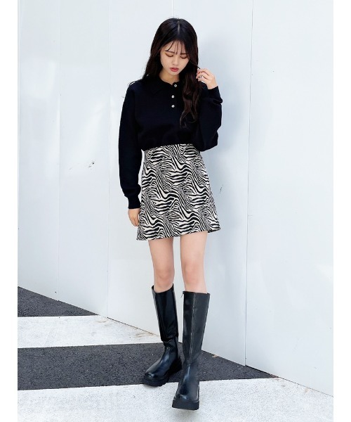 ENVYM（アンビー）の「ストレッチジャガードスカート（スカート・レディース・ベージュ/グレー・FREE）」の5枚目の写真