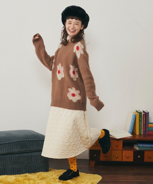 MERLOT（メルロー）の「ラウンドキルト中綿スカート（スカート・レディース・ブラック/カーキ/ナチュラル・FREE）」の9枚目の写真