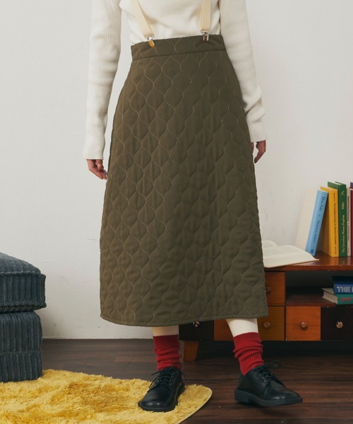 MERLOT（メルロー）の「ラウンドキルト中綿スカート（スカート・レディース・ブラック/カーキ/ナチュラル・FREE）」の7枚目の写真