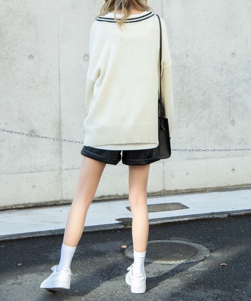 WEGO(ウィゴー)の「WEGO/BIGシルエットラインカーディガン(カーディガン/ボレロ・レディース・オフホワイト/ブラック・FREE)」の20枚目の写真