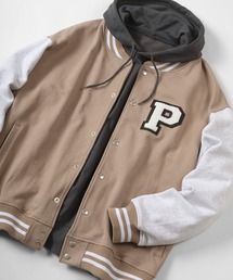 ワッペン刺繍 リブライン オーバーサイズ カットスタジャン