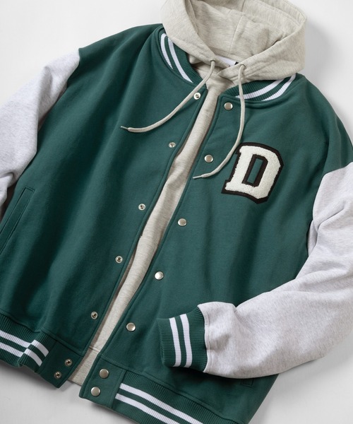 make a ray!(メイク ア レイ!)の「ワッペン刺繍 リブライン オーバーサイズ カットスタジャン(スタジャン・メンズ・ベージュ/グリーン/ブラック・M/L)」の3枚目の写真