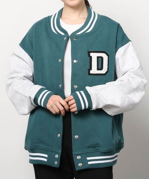 make a ray!(メイク ア レイ!)の「ワッペン刺繍 リブライン オーバーサイズ カットスタジャン(スタジャン・メンズ・ベージュ/グリーン/ブラック・M/L)」の6枚目の写真