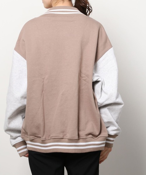 make a ray!(メイク ア レイ!)の「ワッペン刺繍 リブライン オーバーサイズ カットスタジャン(スタジャン・メンズ・ベージュ/グリーン/ブラック・M/L)」の8枚目の写真