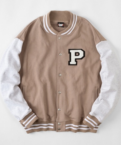 make a ray!(メイク ア レイ!)の「ワッペン刺繍 リブライン オーバーサイズ カットスタジャン(スタジャン・メンズ・ベージュ/グリーン/ブラック・M/L)」の18枚目の写真