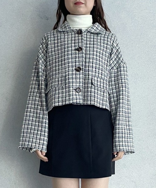 OLIVE des OLIVE（オリーブデオリーブ）の「ツイードジャケット（テーラードジャケット・レディース・オフホワイト/ブラック・FREE）」の3枚目の写真