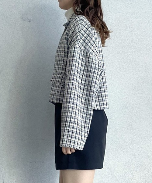 OLIVE des OLIVE（オリーブデオリーブ）の「ツイードジャケット（テーラードジャケット・レディース・オフホワイト/ブラック・FREE）」の4枚目の写真